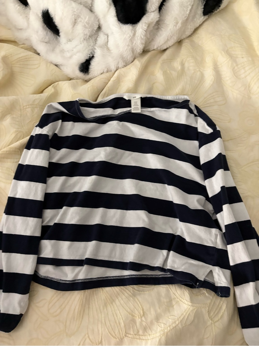 H&M Navy and White Striped Long Sleeve Tee
